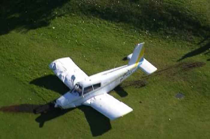 Plane crash lands on golf course from 20,000 feet as witnesses tell of 'crunch'
