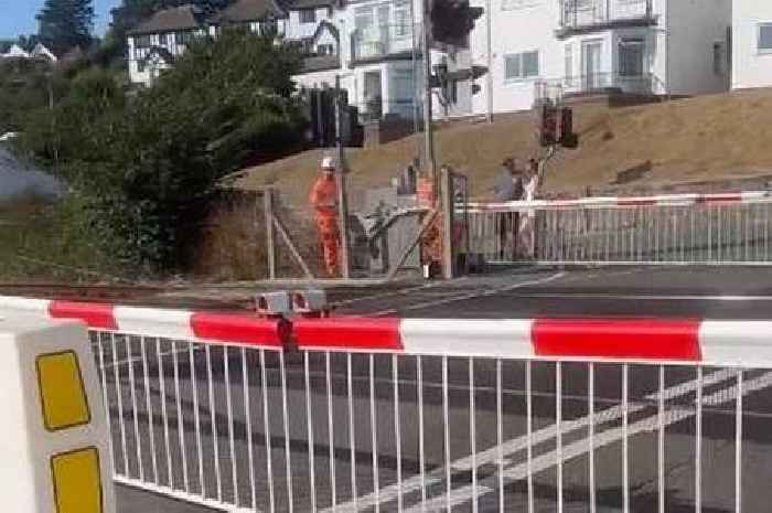 'Absolute chaos' at Welsh marina as Mercedes hits railway crossing leaving people trapped