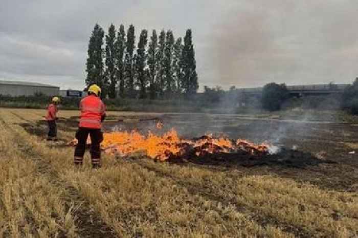 Firefighters tackle ‘deliberate’ open blaze in Cambridgeshire field