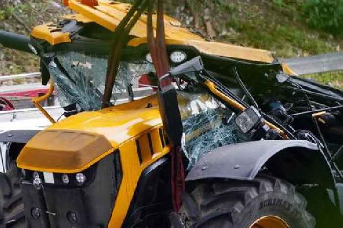 Man in critical condition in hospital after tractor fell off bridge onto motorway