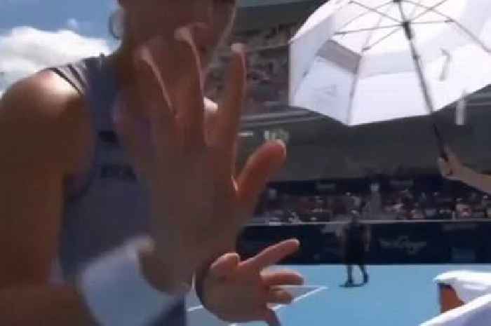 Tennis star tells cameraman to 'stop filming me' as she removes clothing item