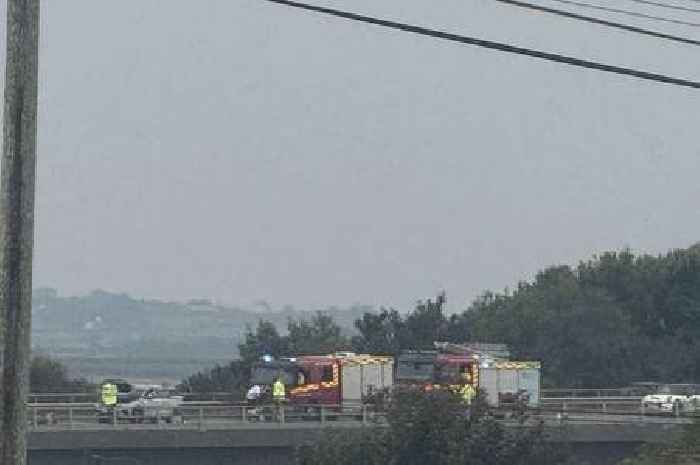 Woman trapped in car after A30 crash