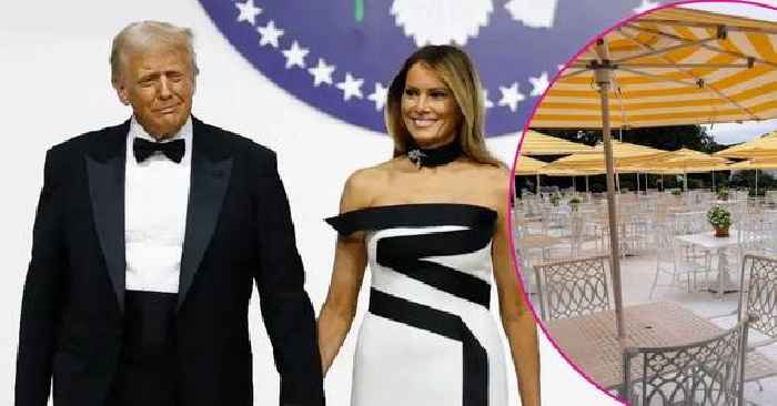 Donald and Melania Trump Bashed After Adding 'Tacky' Mar-a-Lago Umbrellas to White House Rose Garden: 'Looks Trashy'