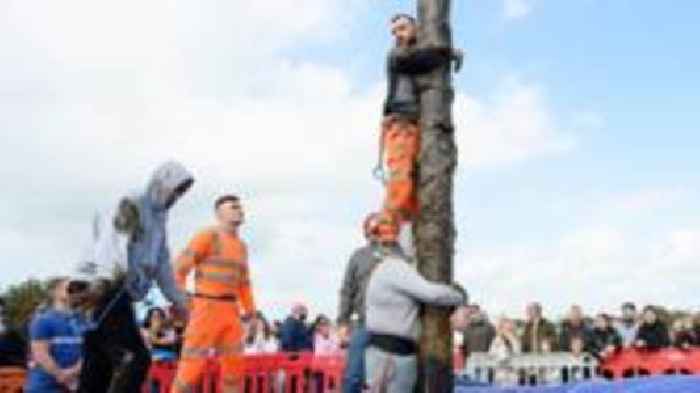 Could you climb Irvine's 25ft greasy pole? (The prize is a ham)