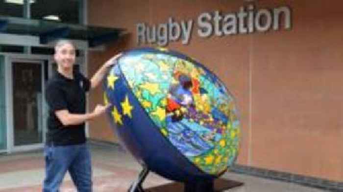 Rugby sculpture unveiled ahead of home World Cup