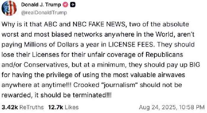 Trump Rages That ‘Biased’ ABC, NBC Should Have Licenses ‘Revoked’: ‘Threat to Democracy’