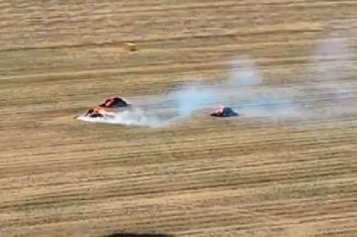 Field fire in Cambridgeshire captured by drone footage