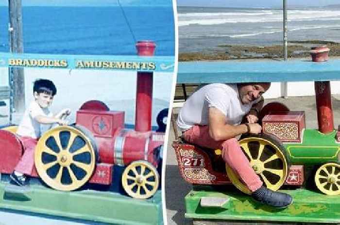 Man recreates childhood holiday photo at iconic Devon spot 50 years later