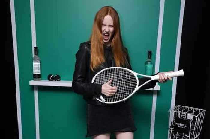 Karen Gillan rocks air guitar at US Open with husband Nick ahead of Highlander role