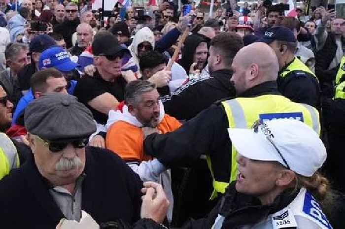 Video shows scuffles between protesters and police in Epping