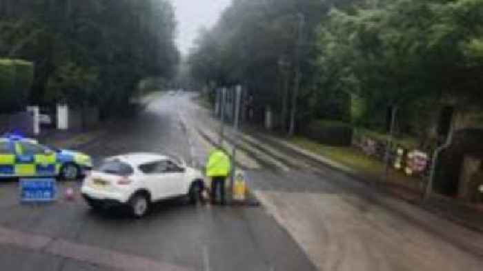 A60 shut in both directions after man hurt in crash