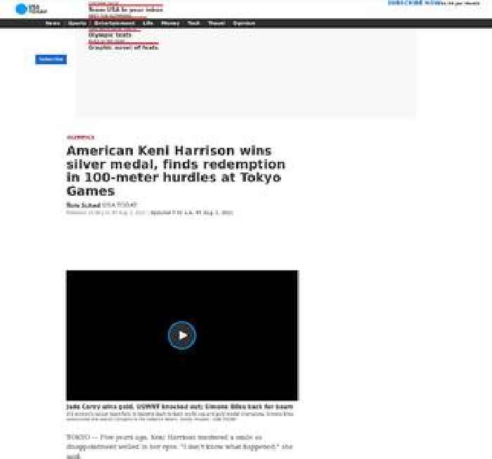 American Keni Harrison wins silver medal in 100-meter hurdles at Tokyo Games