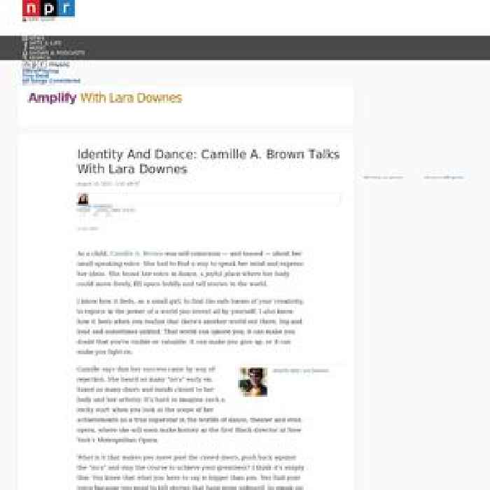 Identity And Dance: Camille A. Brown Talks With Lara Downes