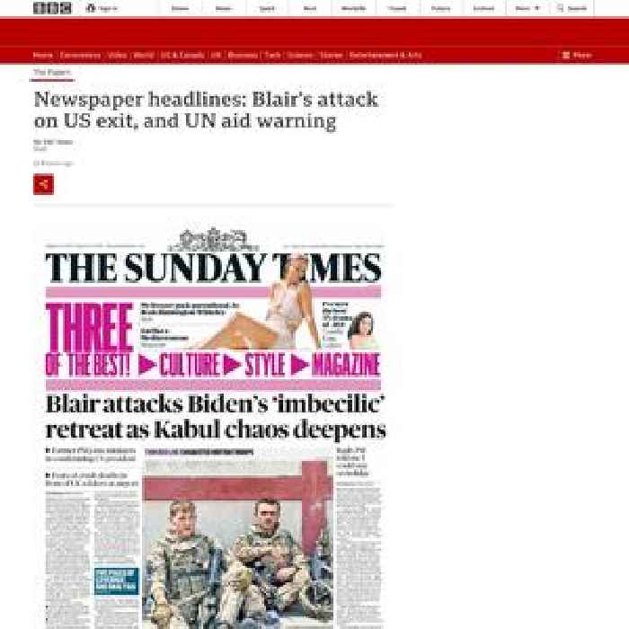 Newspaper headlines: Blair's attack on US exit, and UN aid warning