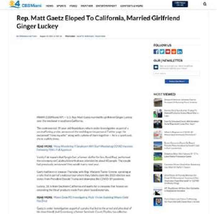 Rep. Matt Gaetz Eloped To California, Married Girlfriend Ginger Luckey