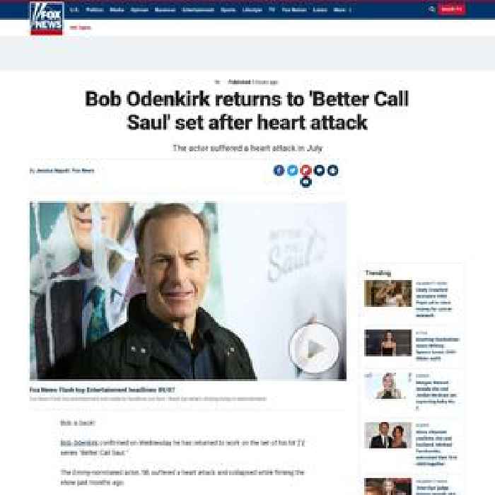 Bob Odenkirk returns to 'Better Call Saul' set after heart attack