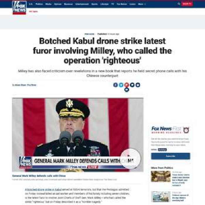 Botched Kabul drone strike latest furor involving Milley, who called the operation 'righteous'
