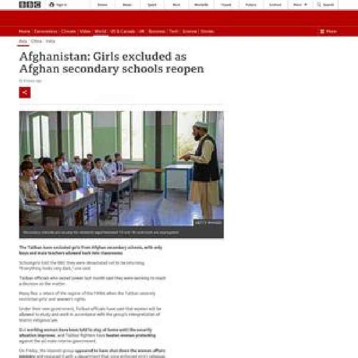 Afghanistan: Girls excluded as Afghan secondary schools reopen