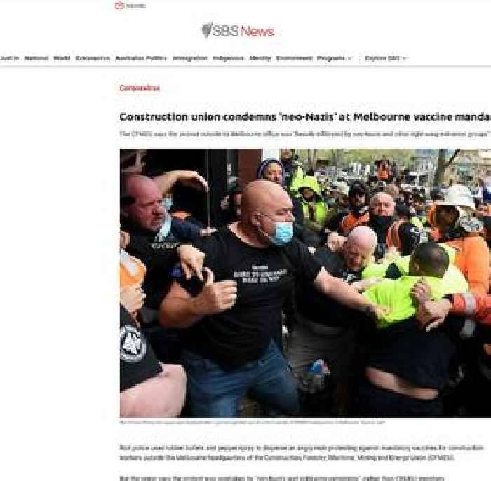Construction union condemns 'extremist violence' at Melbourne protest against vaccine mandate