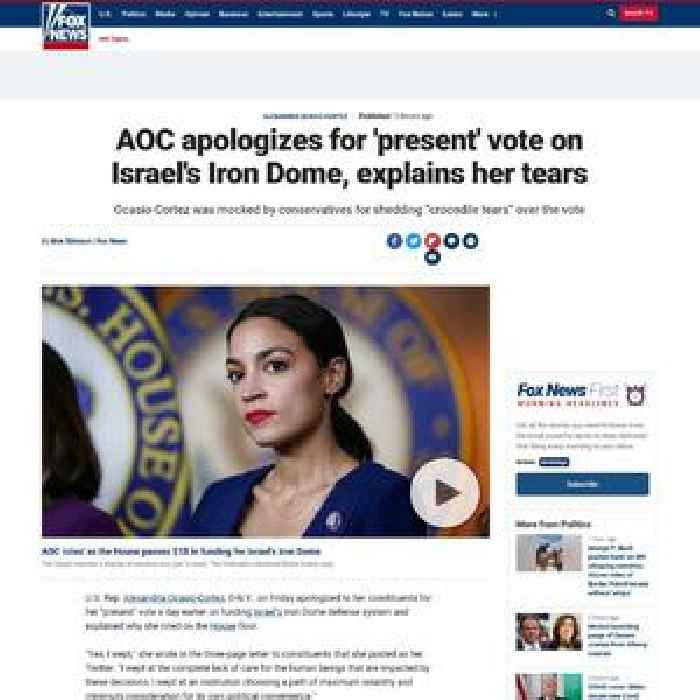 AOC apologizes for 'present' vote on Israel's Iron Dome, explains her tears