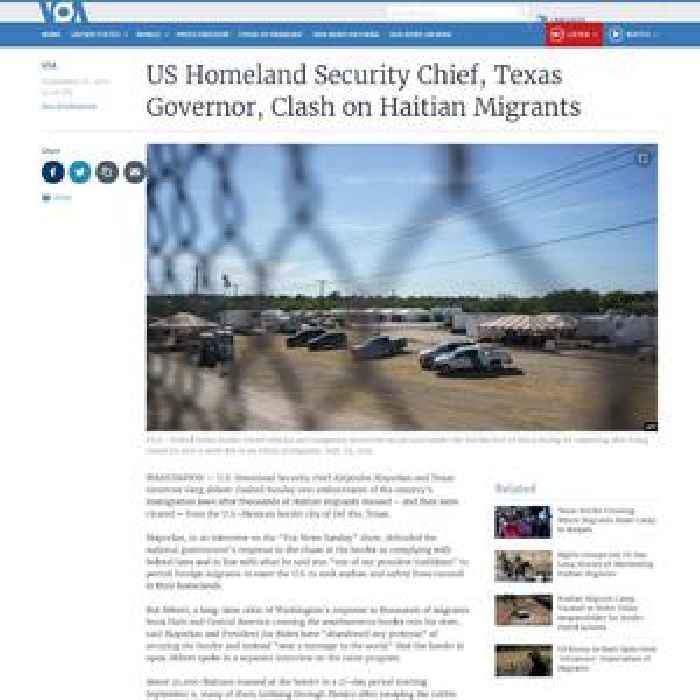 US Homeland Security Chief, Texas Governor, Clash on Haitian Migrants