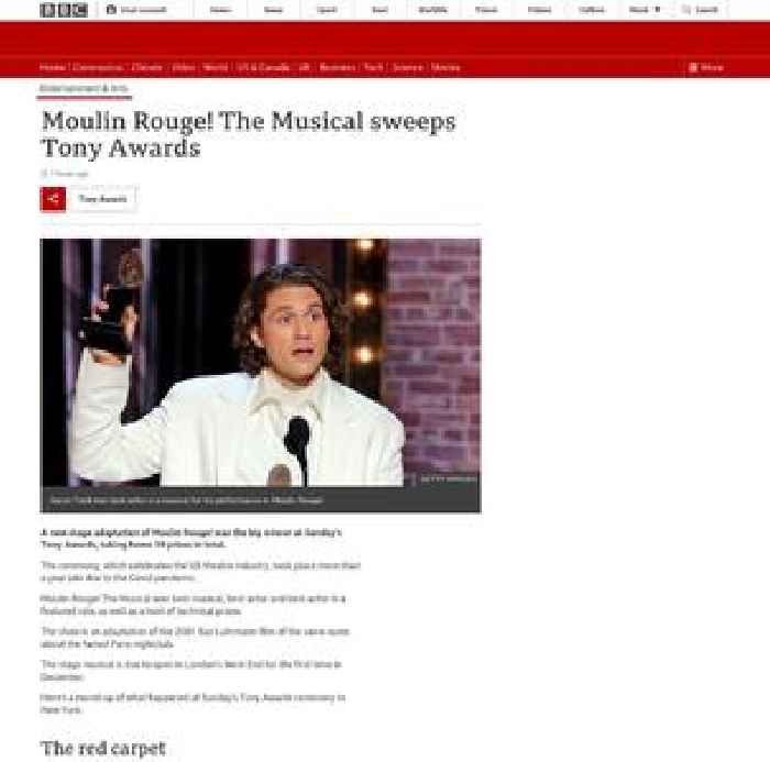 Moulin Rouge! The Musical musical sweeps Tony Awards