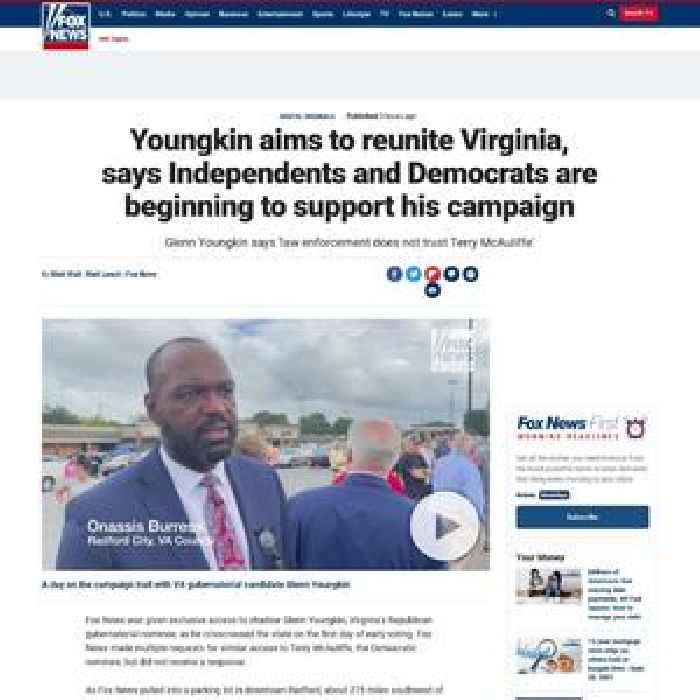 Youngkin aims to reunite Virginia, says Independents and Democrats are beginning to support his campaign