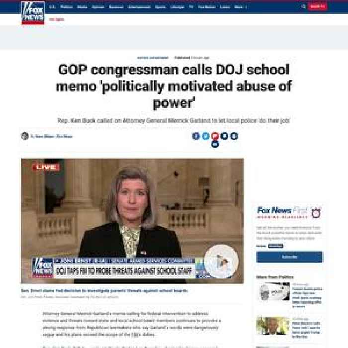 GOP congressman calls DOJ school memo 'politically motivated abuse of power'