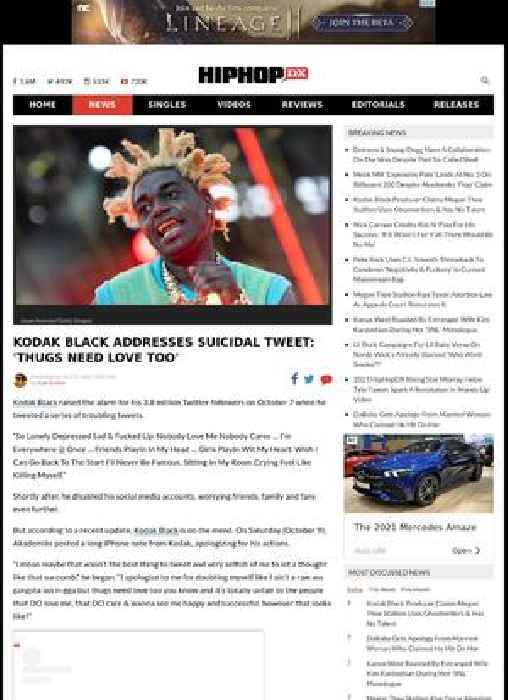 Kodak Black Addresses Suicidal Tweet: 'Thugs Need Love Too'