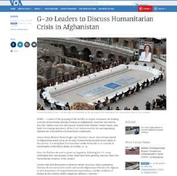 Humanitarian Crisis in Focus as Italy Hosts G-20 Afghan Summit