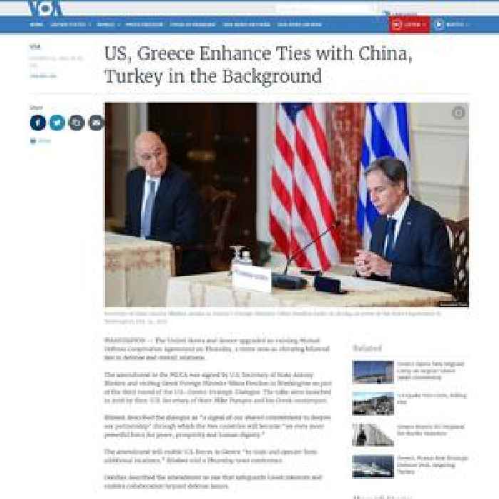 US, Greece Enhance Ties with China, Turkey in the Background