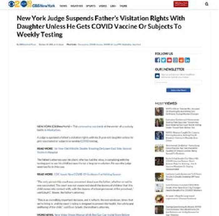 New York Judge Suspends Father’s Visitation Rights With Daughter Unless He Gets COVID Vaccine Or Subjects To Weekly Testing