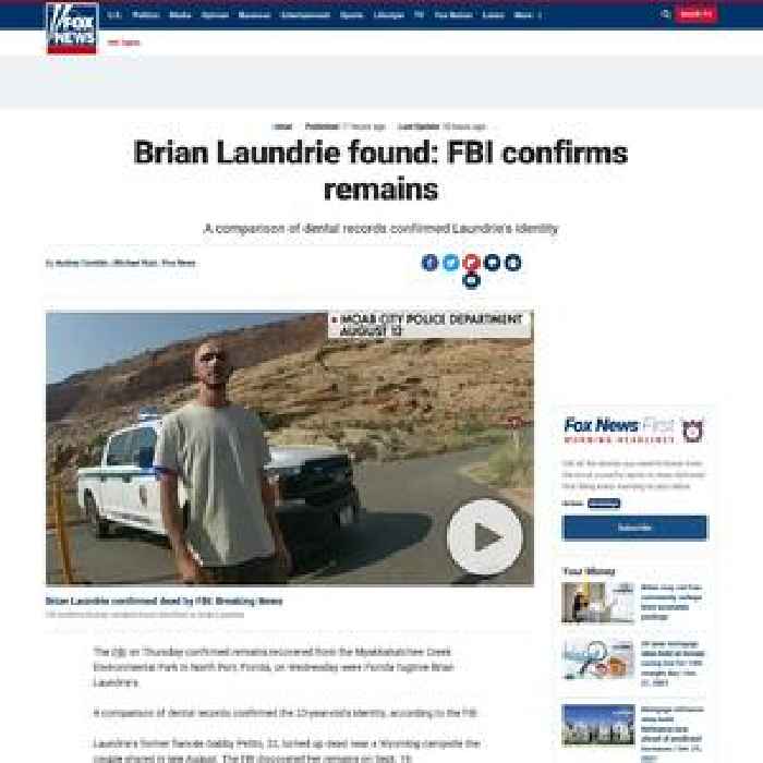 Brian Laundrie remains confirmed by FBI