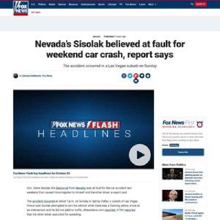 Nevada’s Sisolak believed at fault for weekend car crash, report says