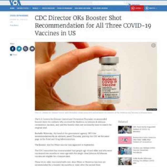 CDC Director OK’s Booster Shot Recommendation for All Three COVID-19 Vaccines in U.S.