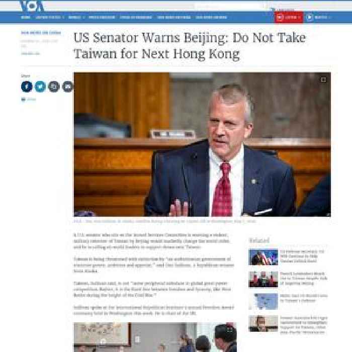 US Senator Warns Beijing: Do Not Take Taiwan for Next Hong Kong