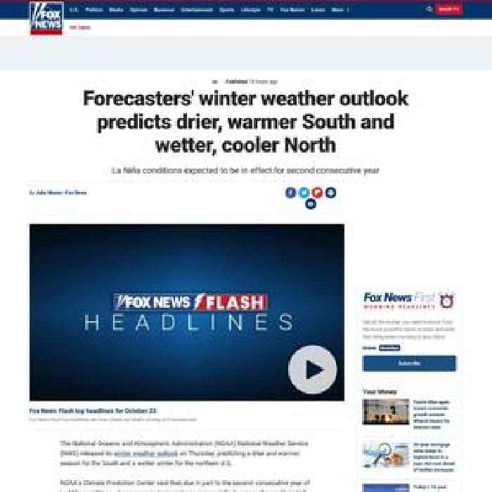 Forecasters' winter weather outlook predicts drier, warmer South and wetter, cooler North