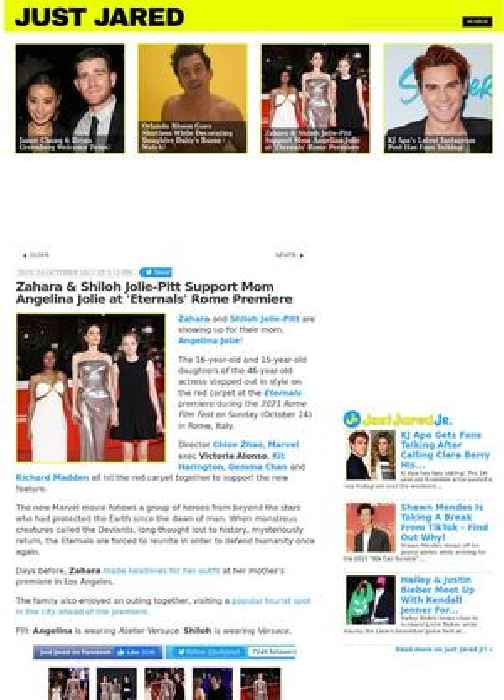 Zahara & Shiloh Jolie-Pitt Support Mom Angelina Jolie at 'Eternals' Rome Premiere