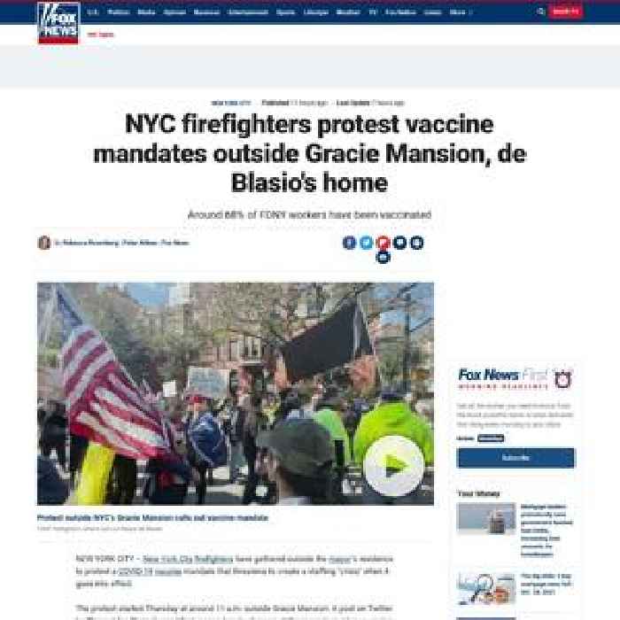 NYC firefighters protest vaccine mandates outside Gracie Mansion, de Blasio's home