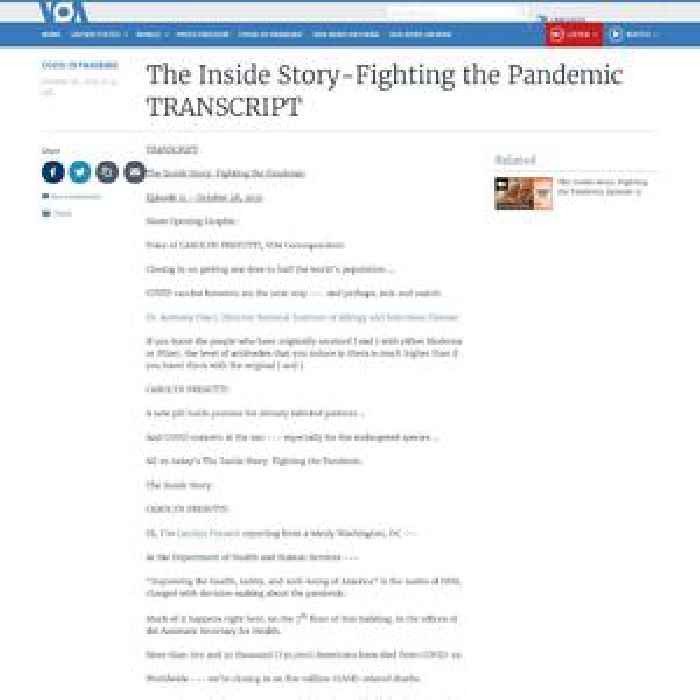 The Inside Story-Fighting the Pandemic TRANSCRIPT