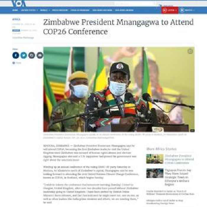 Zimbabwe President Mnangagwa to Attend COP26 Conference