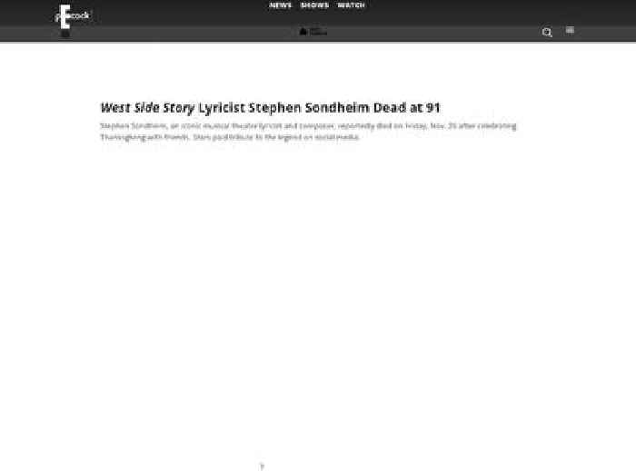  West Side Story Lyricist Stephen Sondheim Dead at 91