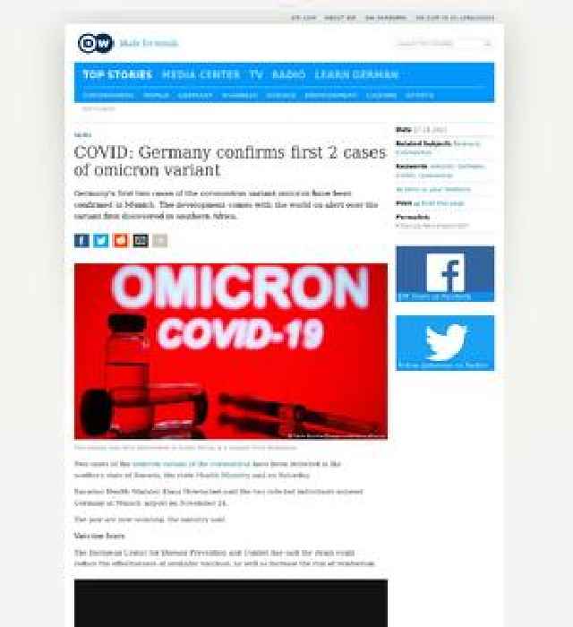 COVID: Germany confirms first two cases of omicron variant