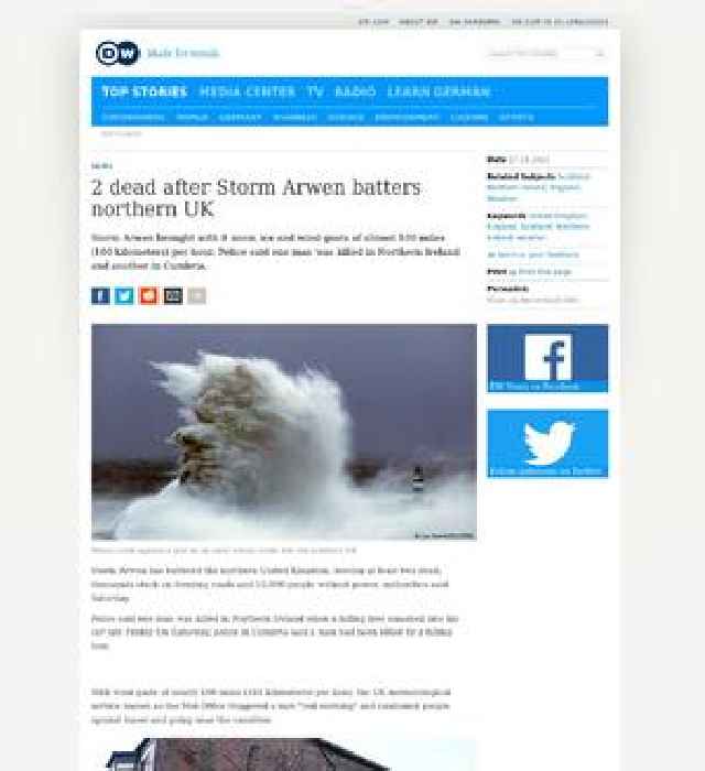 1 dead after Storm Arwen batters northern UK