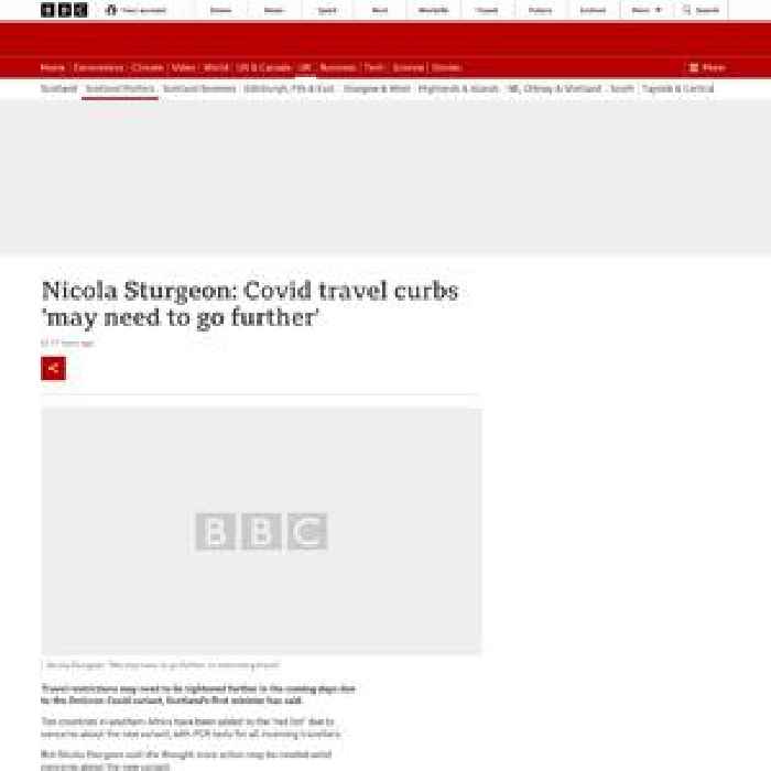 Nicola Sturgeon: Covid travel curbs 'may need to go further'