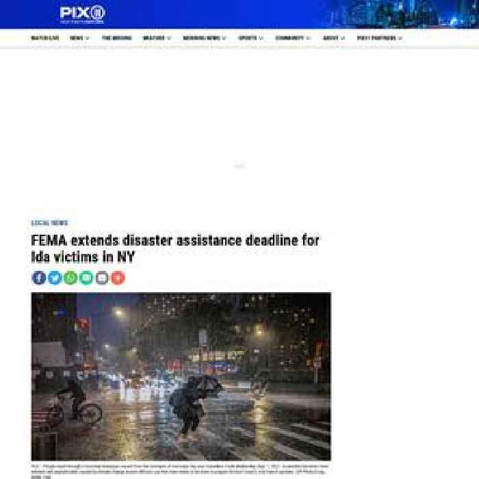 FEMA extends disaster assistance deadline for Ida victims in NY