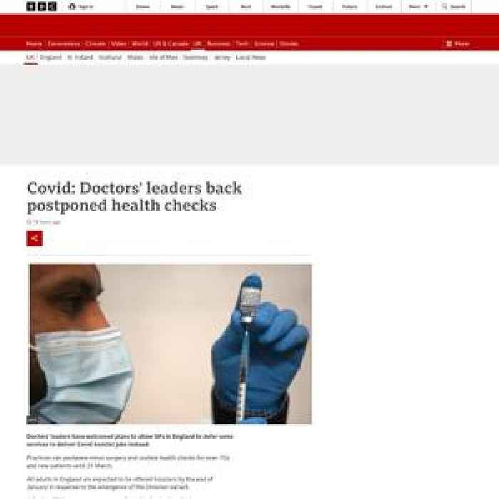 Covid: Doctors' leaders back postponed health checks