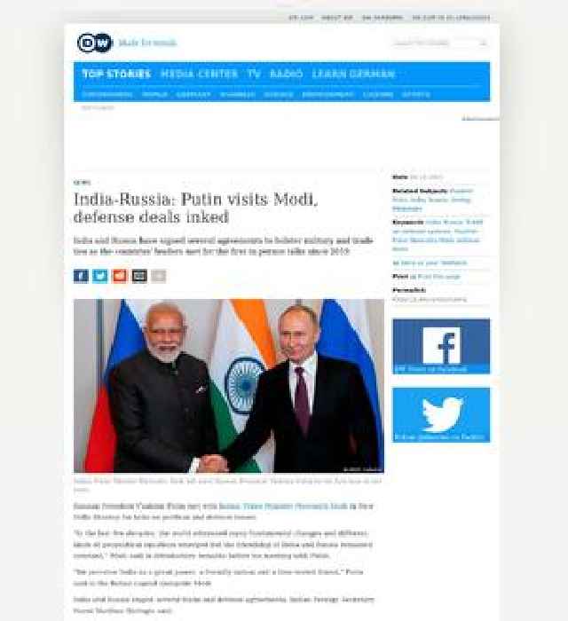 India-Russia: Putin visits Modi, defense deals inked