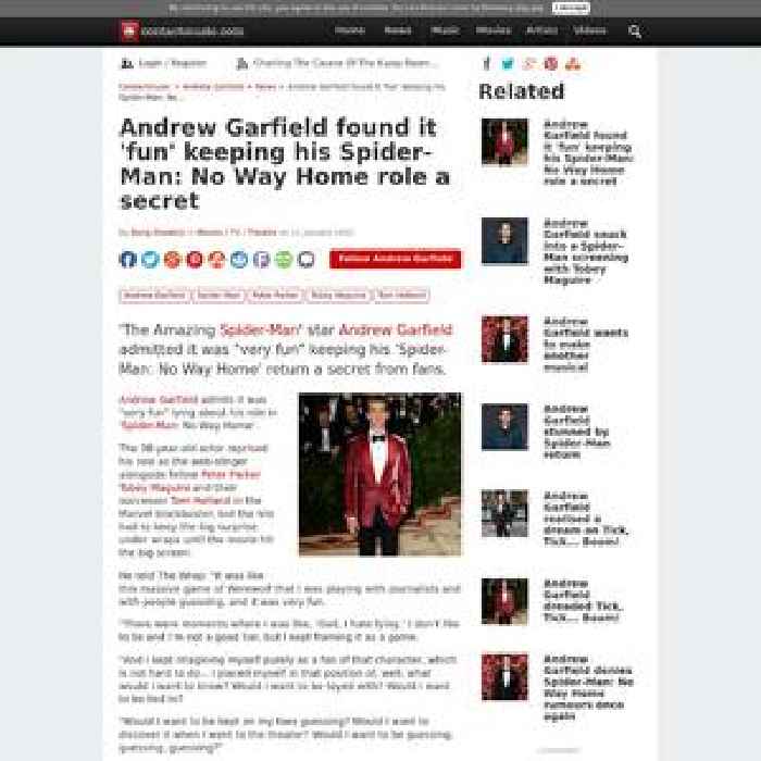 Andrew Garfield found it 'fun' keeping his Spider-Man: No Way Home role a secret