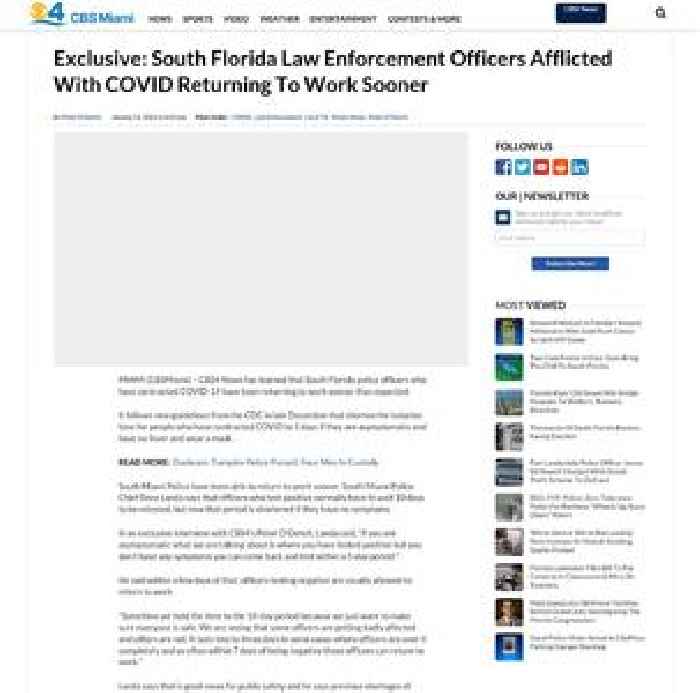 Exclusive: South Florida Law Enforcement Officers Afflicted With COVID Returning To Work Sooner